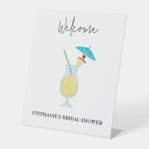 Piña Colada Tropical Wedding Brautparty Willkommen Sockelschild
