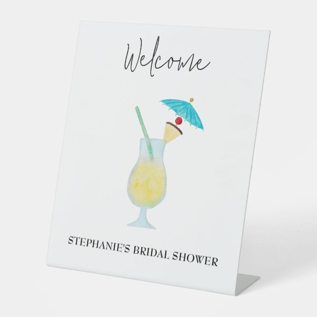 Piña Colada Tropical Wedding Brautparty Willkommen Sockelschild (Vorderseite)