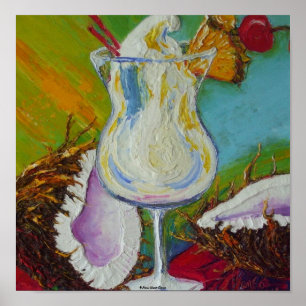 Pina Colada u. Kokosnuss-Kunst-Plakat Poster