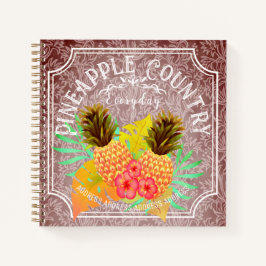 Pinapfelbraun mit Rahmen-Notebook Notizbuch