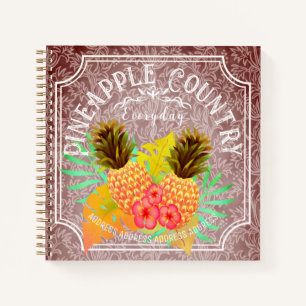 Pinapfelbraun mit Rahmen-Notebook Notizbuch