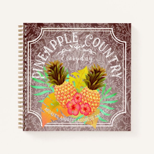 Pinapfelbraun mit Rahmen-Notebook Notizbuch (Vorderseite)