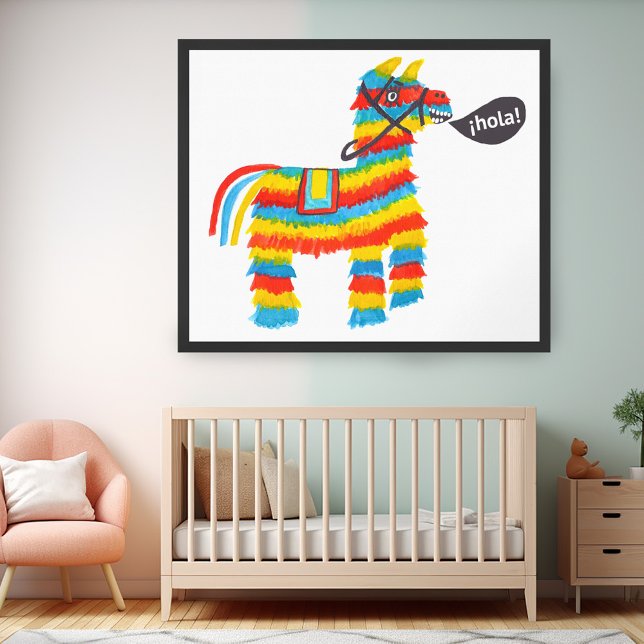 Piñata Donkey HOLA Wasserfarben Kunst, Dichtung un Poster (Piñata Donkey HOLA Watercolor Art Poster
)