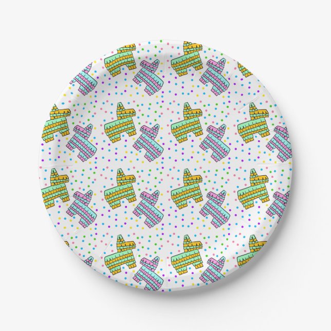 Piñatas und Confetti Pappteller (Vorderseite)