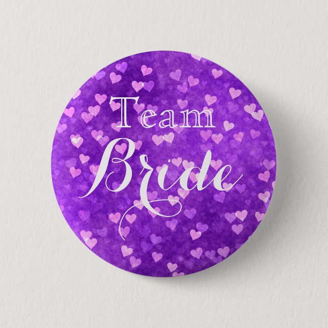 Pinback Button für lila Hochzeitsmannschaft (Vorderseite)