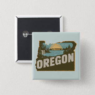Pinback-Taste für Retro Oregon-Silhouette Button