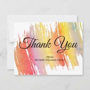 Pinceau aquarelle orange rouge merci