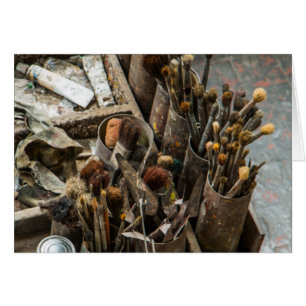 Pinceaux et peinture d'artiste en vieux Coque en b