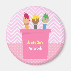 Pinceaux Petits Artistes Filles Aimants Frigo