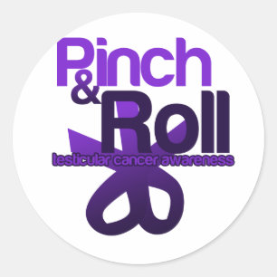 Pinch and Roll for Testicular Cancer Awareness Runder Aufkleber