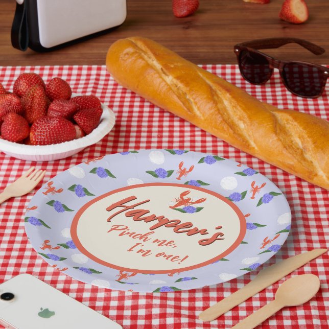 "Pinch mich! Ich bin ein" Küstenlobster zum Geburt Pappteller (Picknick)