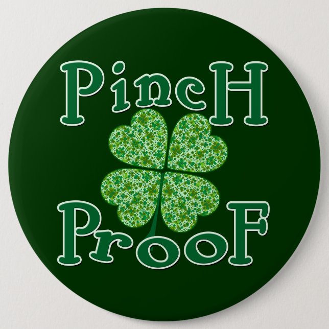 PINCH PROOF MIT Kleeblättern Irish T - Shirt Button (Vorderseite)