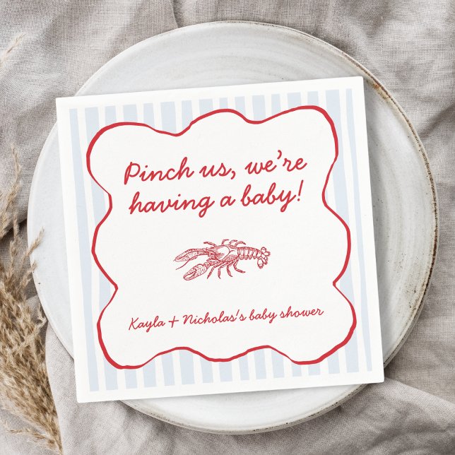 Pinch Us Crawfish Boil Southern Baby Dusche Serviette (Pinch Us Crawfish Boil Southern Baby Shower Napkins)