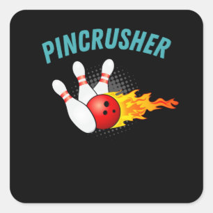 Pincrusher Bowling Strike Buttons Funny Bowler Quadratischer Aufkleber