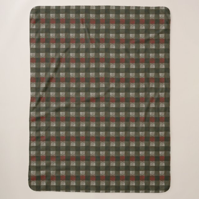 Pine Aiguille Plaid Sherpa Fleece Blanket (Devant)