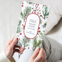 Pine and Berries Rustic Holiday Greetings Card