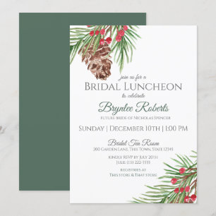 Pine and Berries Winter Bridal Luncheon Einladung