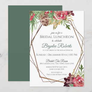Pine and Berries Winter Bridal Luncheon Inv Einladung