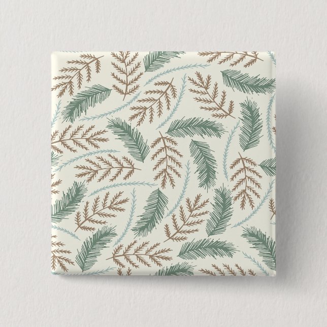 Pine and Cedar Evergreen Branches Pattern Button (Vorderseite)