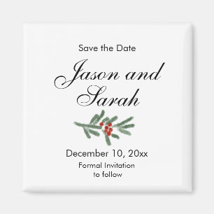 Pine and cranberry Save the date Magnet