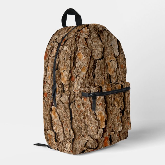 Pine Bark Texture Bedruckter Rucksack (Rückseitige Ecke links)