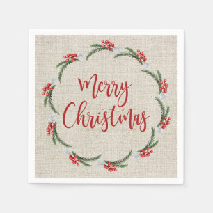 Pine Berries Blume Frohe Weihnachtsarbeit Serviette