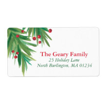 Pine & Berries Wasserfarbe | Weihnachtsanschrift 2