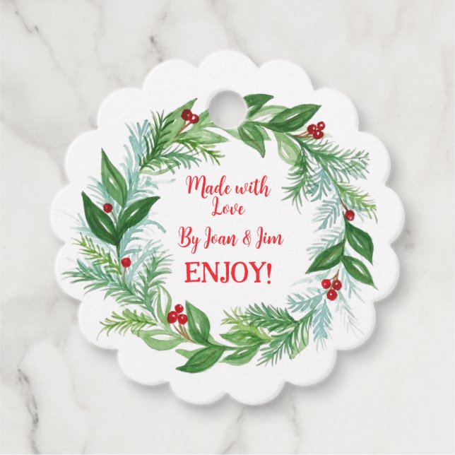 Pine Berry Weihnachtsgrün MIT LIEBE Rund Geschenkanhänger (Vorderseite)