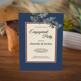 Pine Blue Winter Engagement Party Invitation Einladung