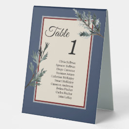 Pine Blue Winter Table Zelt mit Gast Tischaufsteller