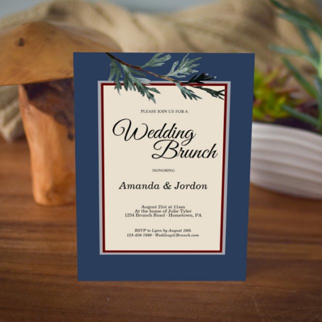 Pine Blue Winter Wedding Brunch Invitation Einladung (Von Creator hochgeladen)