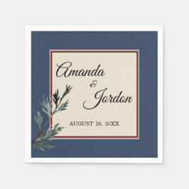 Pine Blue Winter Wedding Cocktail Napkin Serviette