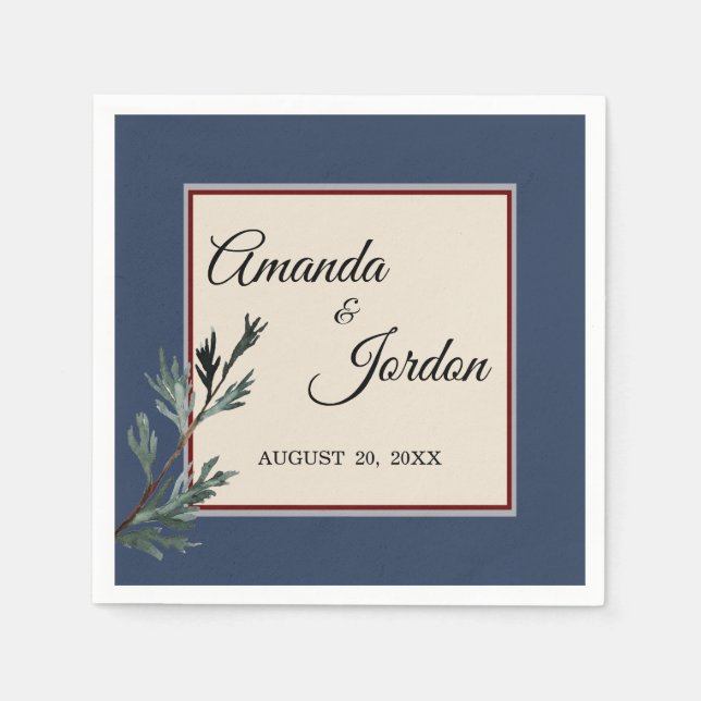 Pine Blue Winter Wedding Cocktail Napkin Serviette (Vorderseite)