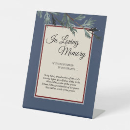 Pine Blue Winter Wedding in Love Memory Sockelschild