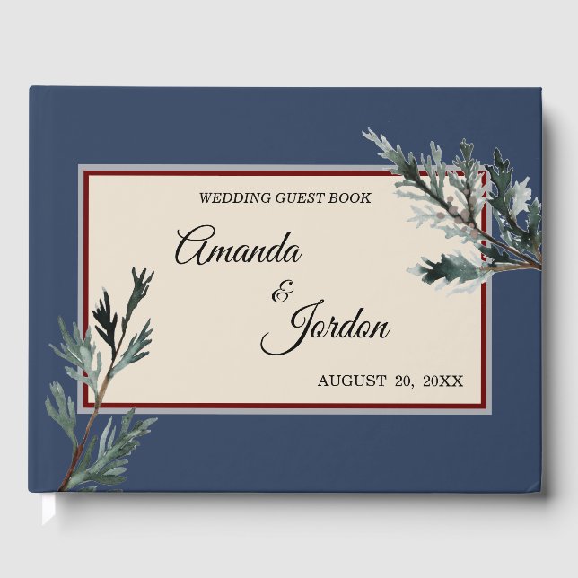 Pine Blue Winter Wedding Livre d'or (Recto)