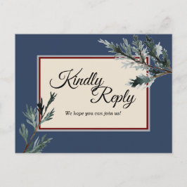 Pine Blue Winter Wedding Response Postkarte