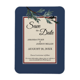 Pine Blue Winter Wedding Save the Date Magnet