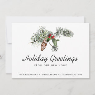 Pine Bough Christmas Berries Holiday Moving Ankündigung