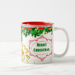 Pine Bough Frohe Weihnachten Zweifarbige Tasse