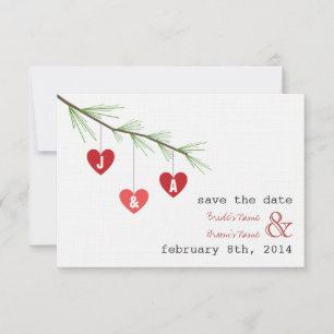 Pine Bough Hearts Valentine Wedding retten das Dat Save The Date