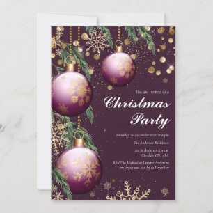 Pine Boughs & Baubles Weihnachtsfeier Party Einlad Einladung