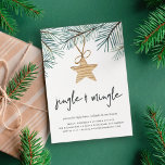 Pine Boughs | Einladung von Feiertagen<br><div class="desc">Laden Sie Freunde und Lieben ein, um sich in dieser Urlaubssaison mit unseren modernen und festlichen Feierlichkeiten zu verwöhnen. Das elegante, schlichte Design besticht durch die Aquarellkiefernbäume in Fichtengrün, die mit einem Single-Holzstern-Ornament geschmückt sind. "Jingle and Mingle" erscheint unter dem Bild in handgeschriebener Schrift. Personalisieren Sie Ihre Feiertagsdetails mit den...</div>