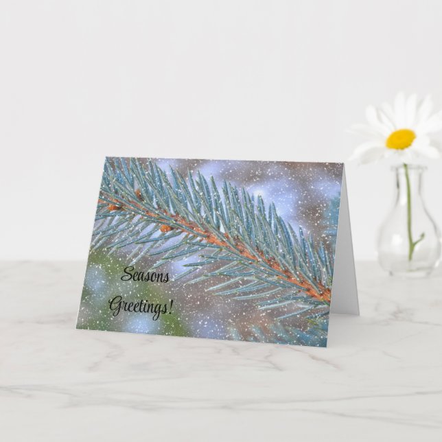 Pine Branch Snow Scene Seasons Weihnachten Karte (Kleine Pflanze)