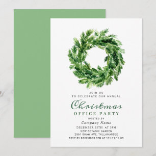 Pine Branch Wreath Holiday Christmas Party Einladung
