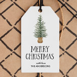 Pine Christmas Tree Gift Tags Geschenkanhänger<br><div class="desc">Für ein rustikales und minimalistisches Aussehen,  das sich ideal für Ihre Weihnachtsgeschenke eignet,  Karo diese eleganten und subtilen rustikalen Geschenketiker mit trendigem Black Writing</div>