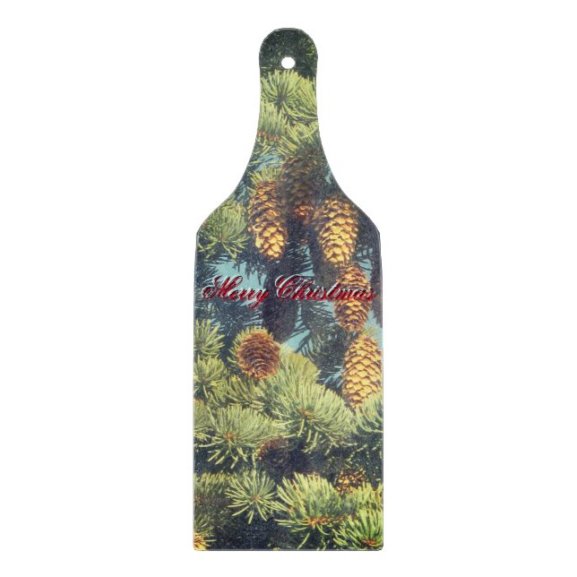 PINE COMB Weihnachtsweinschneider Schneidebrett (Vorderseite)