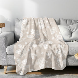 Pine Cone Beige Muster Fleece Blankon