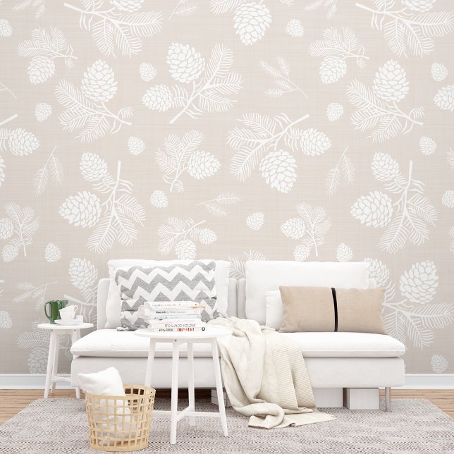 Pine Cone Beige Pattern Peel and Stick Tapete (Von Creator hochgeladen)