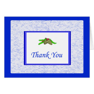 Pine Cône Carte de remerciements Avec Bordure Bleu