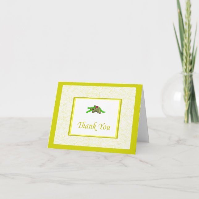 Pine Cône Carte de remerciements Avec Bordure Jaun (Devant)